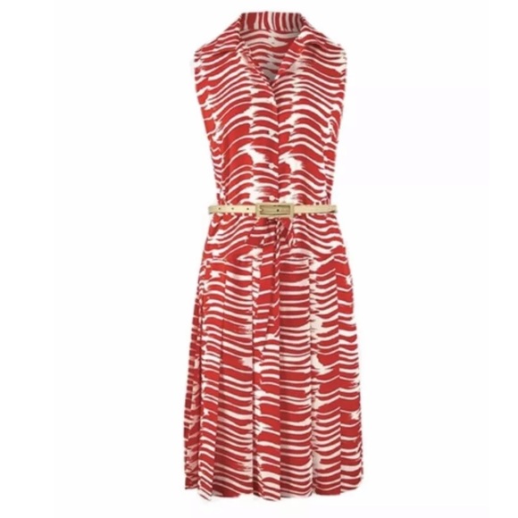 CAbi | Womens Red Brushstroke Dress Button Front Size S - Picture 3 of 13